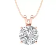2.0ct Round Cut VVS1 Clear Pendant Necklace 16" chain Box 14k Pink Rose Gold