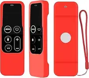 Remote Case for Apple TV 4K / 4th Gen Remote Controller, Anti Slip Shock Proof Silicone Remote Cover Case for Apple TV 4K / 4th Gen Siri Remote (Red)