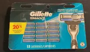 Gillette Mach3 Razor Blade Refills – 15 Cartridges – Fits All Mach3 Handles-NEW