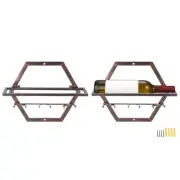 2 Set Metal Wall Mounted Wine Bottle Rack, Hanging Wine Display Racks, Brown