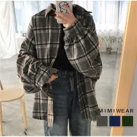 在飛比找蝦皮購物優惠-毛呢格子外套 MIMIWEAR