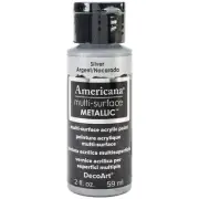 DecoArt Americana Multi-Surface Metallic Acrylic Paint 2oz-Silver DA-30-550