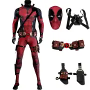 Deadpool 3 Jumpsuit Cosplay Suit & Face Shell Belt Wade Wilson Costume Halloween