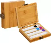 Wooden Watercolor Paint Palette Tray, Palette Paint Case with 24pcs White