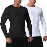 [VanKee] Men’s Compression Shirt Long Sleeve Shirts Running Tops Sweat Wicking Quickly Dry Base Layer Top Underarm Mesh Design for Running Cycling Gym Basketball