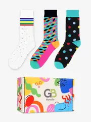 Geometric Series 3-Pair Unisex Brightly Colored Fun Socks
