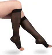 EvoNation Women's Everyday Sheer 15-20 mmHg Open Toe Compression Stockings