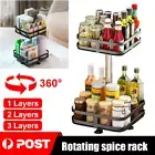 Turntable Spice Rack Adjustable Metal Rotating for Kitchen Vanity Storage Black