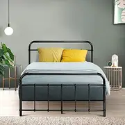 Artiss King Single Metal Bed Frame with Headboard(Base Only), Metal Platform Bed with Easy Assembly, Heavy-Duty Metal Slats with Under Bed Storage for Bedroom/Guest Room, Black
