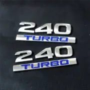 2x Chrome 240 + 2x Silver Blue TURBO Metal Emblem Decal Sticker Badge Trunk Type (for: MG)