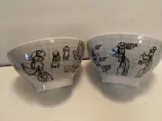 Disney Sketchbook GOOFY Soup Rice Bowl Black White Dog Set of 2 NWT