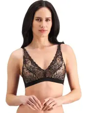 [Bendon] Wistful Bloom Wirefree Bra in Black/Latte