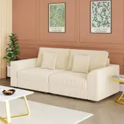 Advwin 2 Seater Sofa 215cm Corduroy Modular Sofa Set Lounge Upholstered Couch w/ Cushions Beige