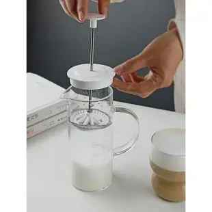 打奶泡機家用手動玻璃奶泡壺咖啡牛奶拉花攪拌奶蓋打發奶泡杯器