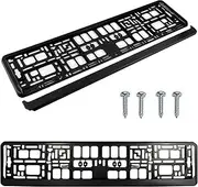 PAIR (2PCS) PURE BLACK MATT Car Registration License Number Plate Surround Holder Frame STANDARD EUROPEAN