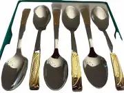 6 Silver And Gold Teaspoons Great GiftGuaranteed Certificate 100% 24 KG See Note