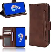 HMLTD Housing Card Slot Wallet Clip Compatible with Asus Zenfone 9 10 Zenfone9 Zenfone10 AI2302 AI2202 AI2202_B Anti-Fall Protective Shell Magnetic Flip Cover (Brown,Asus Zenfone 10)