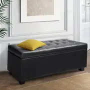 Tommie PU Leather Storage Ottoman Black