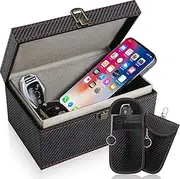 Large Faraday Box & 2 Pack Faraday Bag for Key Fob Protector,Faraday Cage Car Key Fob Signal Blocker Box,Keyless Entry RFID Blocking Set,Protects Car Key with Industry Leading Faraday Protection