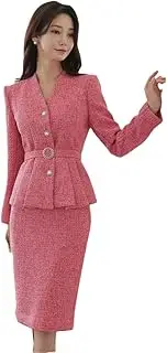 [Generic] Women 2Piece Sets V-Neck Jacket Top +Sheath Pencil Skirt Casual Skirts Suits
