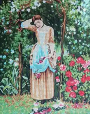 Needlepoint Tapestry Painted Canvas Gobelin 11426 - Young Lady. 20"x24"