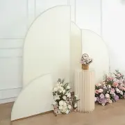 4 Matte IVORY Fitted Spandex Half Moon Wedding Arch Backdrop STAND COVERS Party