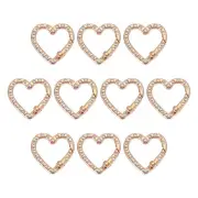 10 Pcs Crystal Heart Keychain Clip Heart Key Ring Snap Hook Clips Light Gold