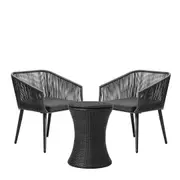 Livsip 3PCS Outdoor Furniture Lounge Setting Ice Bucket Black Adjustable Table
