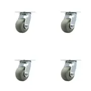 4 Inch Thermoplastic Rubber Swivel Caster Set with Ball Bearing and Swivel Lock