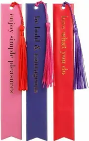 3 PC Jot Faux Leather Bookmarks Signets “Be Bold & Courageous” Free Ship New