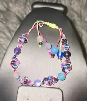 Colorful Glass & Morgonite Beaded Macrame Bracelet