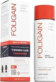 Foligain Triple Action Conditioner For Thinning Hair, Volumizing Conditioner for Men, 8 Fl. Oz.