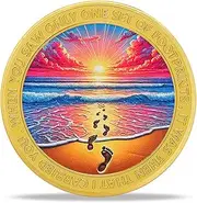RYUKENLM Footprints in The Sand Christian Challenge Coin Deuteronomy 31:8 Verse Token Religiou Faith Coins Inspirational Christian Gift for Men Women