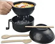 Layron Ramen Cooker Ramen Bowl Set with Chopsticks 33oz Microwave Noodle Bowl College Dorm Room Essentials for Girls for Boys Apartment Essentials-Black