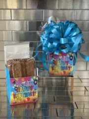 Kids Happy Birthday Lotus Biscoff Cookies Gift Basket-Box Wrapped & Blue Bow