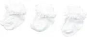 [Jefferies Socks] Baby Girls' Double Row Lace 3 Pair Pack Socks