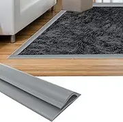 7ft Carpet Edge Trim, Carpet to Tile Floor Transition Strip, Gray Self-Adhesive Waterproof Edging for Rugs and Floor Mats