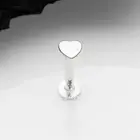 14 Karat White Gold Flat Heart Top Threadless Push-In Flat Back Stud Labret