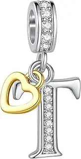 [SBI Jewelry] Heart Dangle Initial A-Z Letter Charm Compatible with Pandora Charm Bracelets for Women Alphabet Pendant