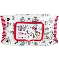 在飛比找樂天市場購物網優惠-小禮堂 Hello Kitty 抑菌濕紙巾包 70抽 (插畫