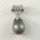 Solid 925 Silver Crown Bail Genuine Grey Baroque Tahitian Pearl Pendant - TPJ