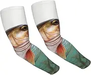 [FHEDVBN] fish Arm Sleeves Compression Arm Covers for Men Women Outdoor Sun Sleeves Cooling Sports Sleeve, Black