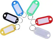 KALLORY 120 Pcs Colorful Plastic Key Rings Versatile Keychain Tags with Rings for Home Car Keys Dog Collars Red Yellow Blue Green White Black Each