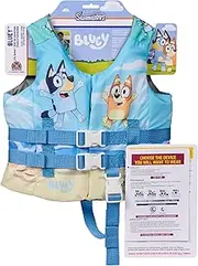 SwimWays Bluey Life Jacket, US Coast Guard Approved Life Vest Kids Swim Vest, Pool Floats & Life Jackets for Kids 33-55 lbs, Bluey