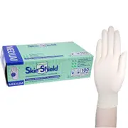 Universal Skin Shield Latex Powder Free Medium Cream Gloves ASTM HACCP Grade 100 Box x10