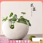 {桃園出貨}花盆 花盆北歐#铜钱草水培花盆陶瓷特价清仓白色无孔创意简约大植物器皿绿萝容器