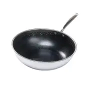 Frieling Wok 1-Piece+Round+Oven Safe+Stainless Steel/Ceramic Surface Silver