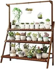 Plant Display Stand 3-Tier Plant Rack for Indoor Outdoor Plant Holder Large Multiple Flower Holder Pot Holder Rack Tall Flower Holder Stand Hanging Plant Ladder Frame Foldable Plant Display