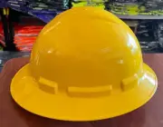 Radians Yellow Quartz Full Brim Hard Hat, 6 points suspension