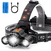 Super Bright COB LED Headlamp Zoom USB Rechargeable Head Torch Headlight Lamp